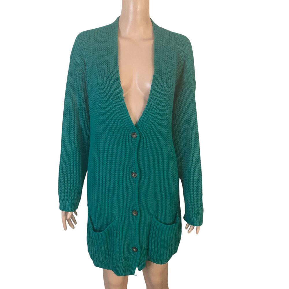 Vintage Reed Hunter Cardigan Womens Small Wool Blend Green VNeck